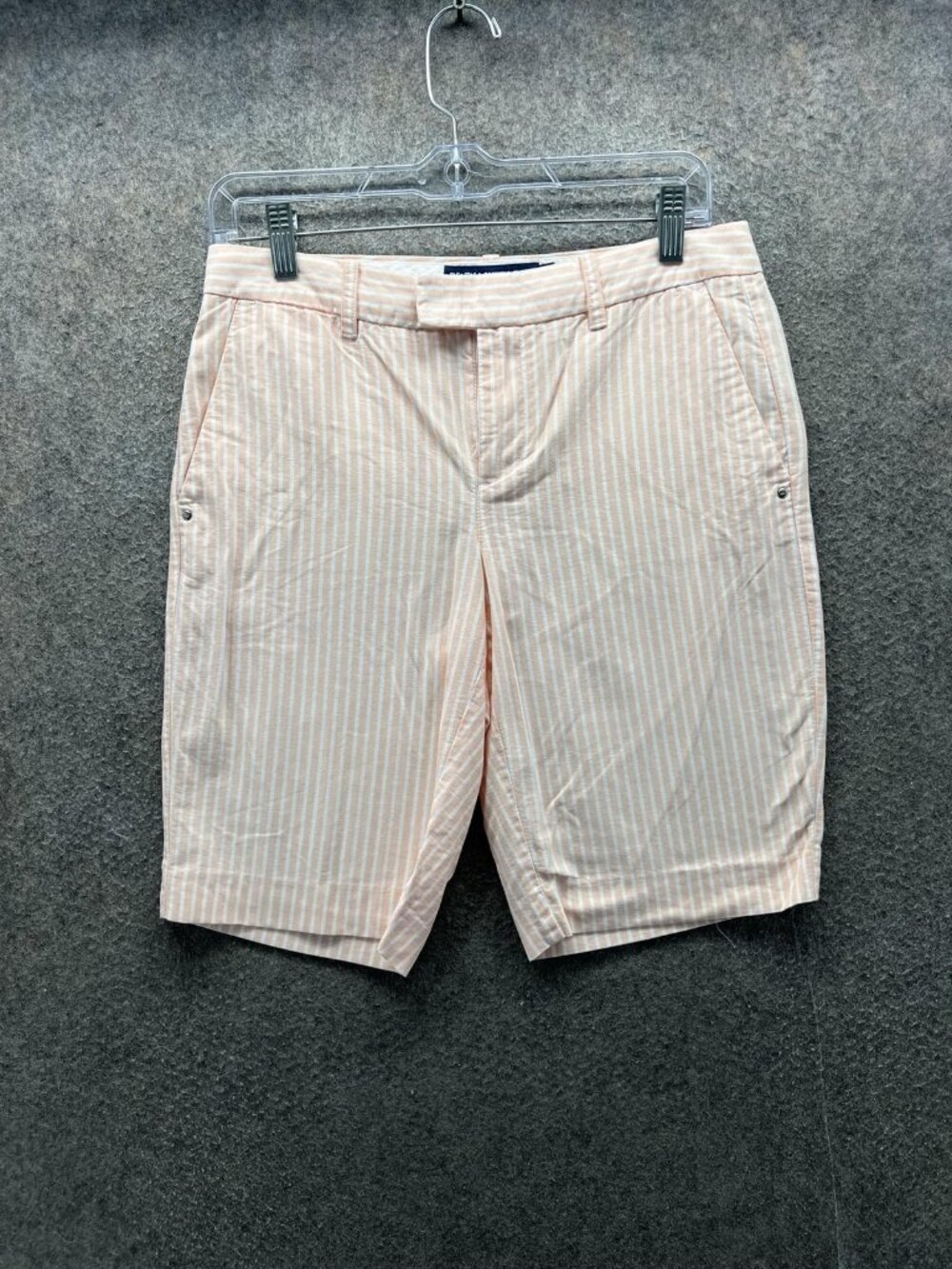 Ralph Lauren Golf Shorts Womens 2 Pink Seersucker Bermuda 9 Inseam Casual